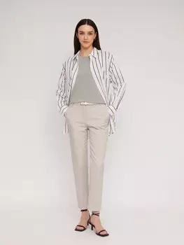 Офисные брюки силуэта Slim со стрелками и ремнём