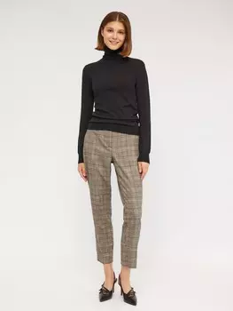 Офисные брюки Slim на резинке со стрелками и узором в клетку