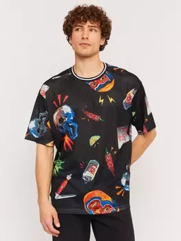 Перфорированная футболка с принтом