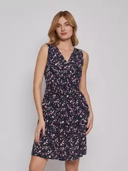 Платье без рукавов с цветочным принтом