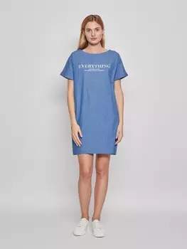 Платье-футболка из хлопка с принтом-надписью
