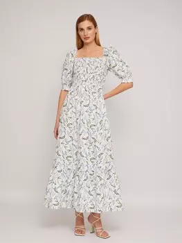 Платье длины макси на резинке с воланом