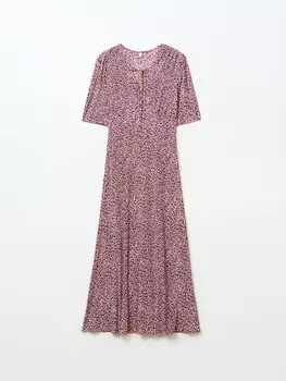 Платье длины миди с вырезом и принтом