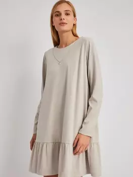 Платье длины мини из экозамши с воланом и подвеской