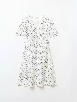 Платье длины мини с запахом в горошек