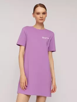 Платье-футболка из хлопка с коротким рукавом и принтом-надписью