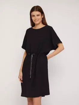 Платье-футболка мини с кулиской на талии