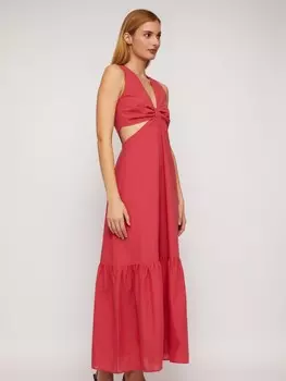 Платье из хлопка без рукавов с вырезами на талии