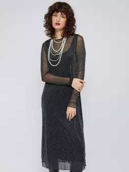 Платье из сетки с люрексом и нижней комбинацией