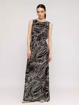 Платье макси без рукавов с разрезами и поясом