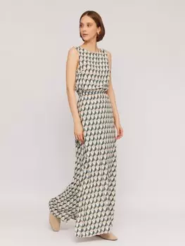 Платье макси без рукавов с разрезами и поясом