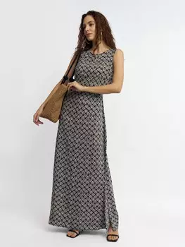Платье макси без рукавов с разрезами и поясом