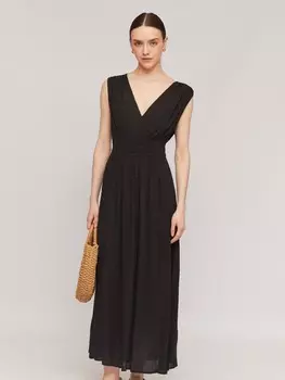 Платье макси из вискозы на резинке с разрезами