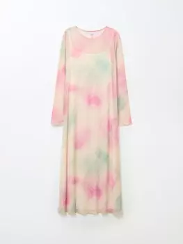 Платье миди из сетки с принтом