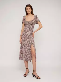 Платье миди из вискозы с коротким рукавом и разрезом