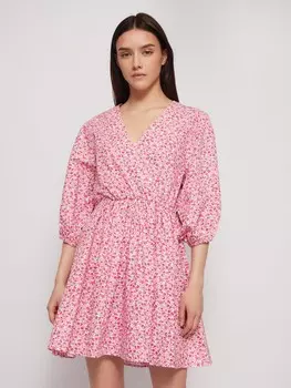 Платье мини из хлопка на резинке