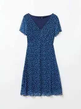 Платье мини из сетки с цветочным принтом