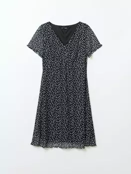 Платье мини из сетки с принтом сердечки