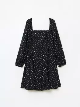 Платье мини на резинке с вырезом