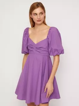 Платье мини с коротким пышным рукавом