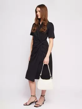 Платье-рубашка из хлопка с драпировкой и запахом