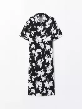 Платье-рубашка из вискозы с поясом