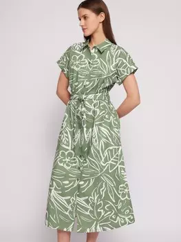 Платье-рубашка с коротким рукавом и поясом