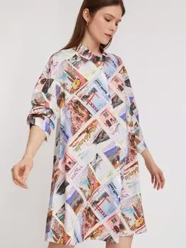 Платье-рубашка с принтом