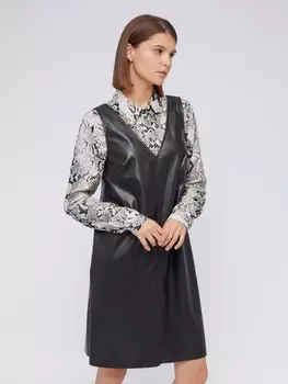 Платье-сарафан длины мини без рукавов из экокожи