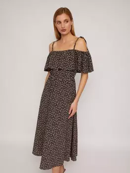 Платье-сарафан с открытыми плечами и разрезом