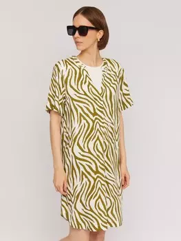 Платье-туника из вискозы с коротким рукавом и принтом