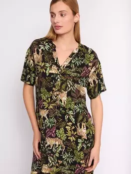 Платье-туника из вискозы с коротким рукавом и принтом