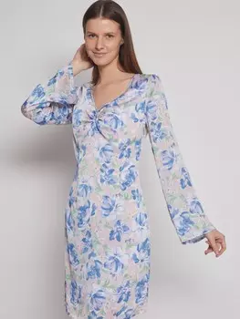 Платье-туника с драпировкой и цветочным принтом