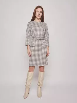 Платье в клетку с ремнём