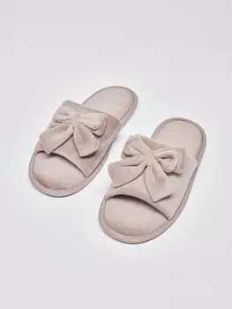 Плюшевые домашние тапочки с бантами