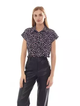 Принтованная блузка-рубашка с коротким рукавом