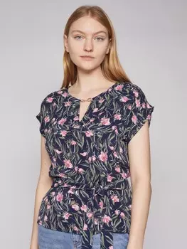 Принтованная блузка с поясом