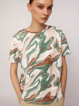 Принтованная футболка из хлопка с коротким рукавом