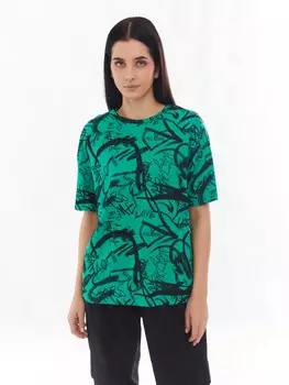 Принтованная футболка из хлопка с коротким рукавом