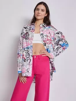 Принтованная оверсайз рубашка из хлопка