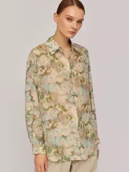 Принтованная рубашка из полупрозрачной ткани