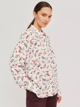 Принтованная рубашка из вискозы с нагрудным карманом