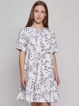 Принтованное платье-футболка с воланом