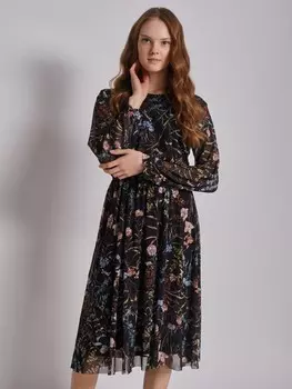 Принтованное платье миди из сетки