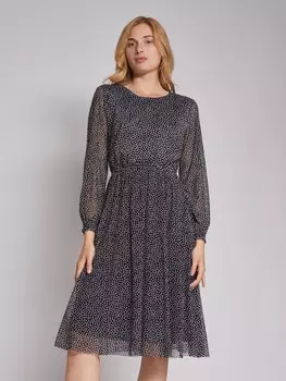 Принтованное платье миди из сетки