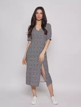 Принтованное платье с разрезом