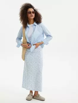 Прямая юбка миди из вискозы с разрезом