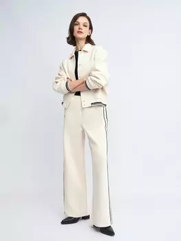 Прямые брюки на резинке с лампасами