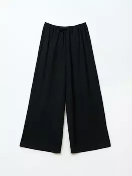 Прямые брюки Wide из жатой ткани на резинке