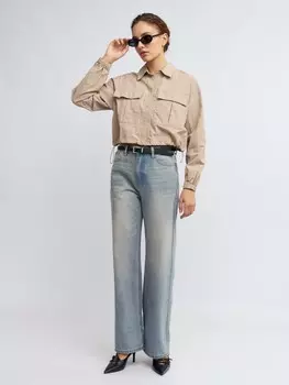 Прямые джинсы из хлопка с отворотами